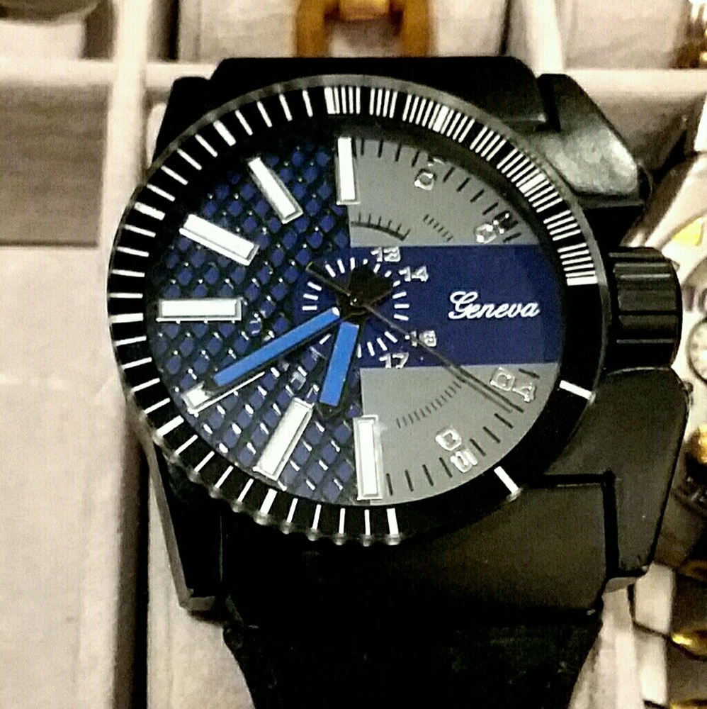 Black mens geneva watch